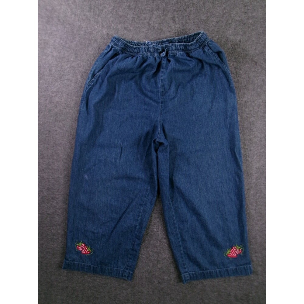 Jane Ashley Jeans Womens L Blue Capri Straight Leg Cropped Medium Wash Summer
